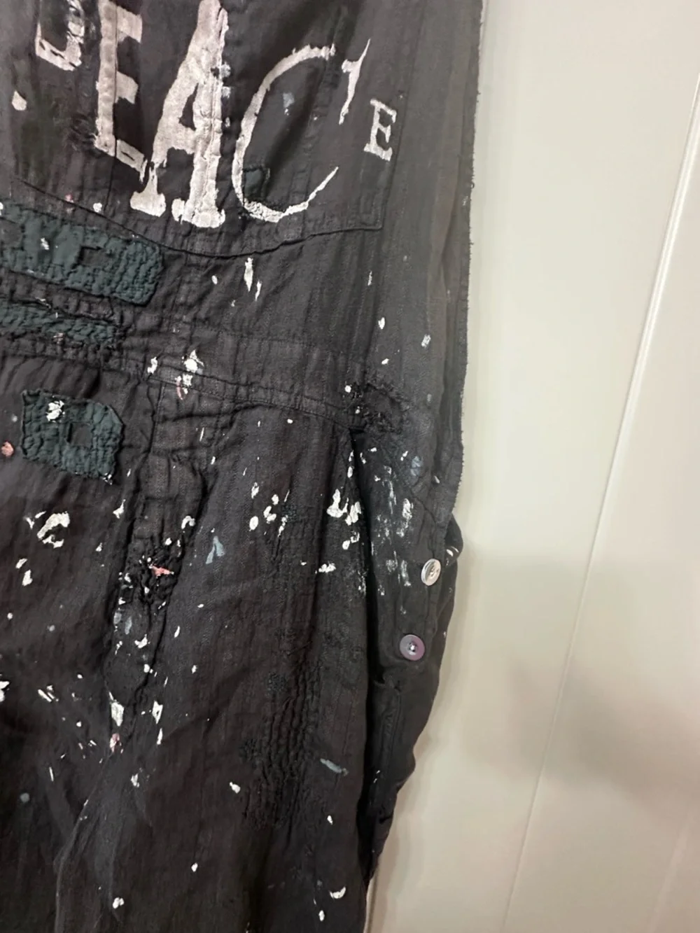 NWT Magnolia Pearl Black Peace  Paint-Splatter Overalls - Picture 8 of 13